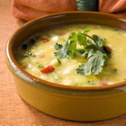 Cream of Coconut and Mango Soup with Mint