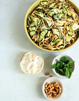Fettuccine with Walnuts and Avocado
