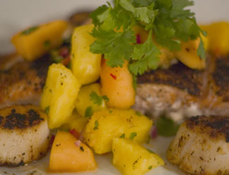 Grilled Fish with Pineapple-Cilantro Sauce