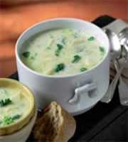 Potato-Broccoli Soup with Parmesan Croutons