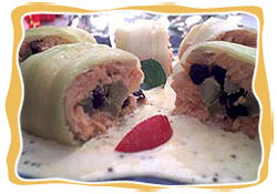 Salmon Rolls with Raisins and Celery