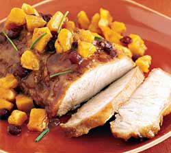 Pork Roast with Apricot-Prune Dressing and Wine